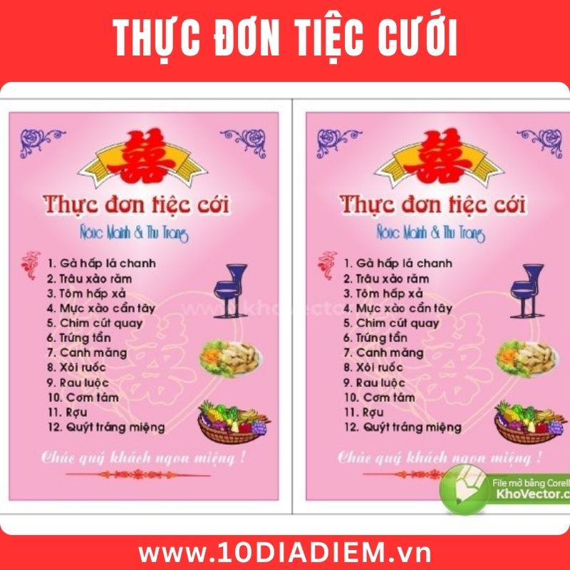 menu tiệc cưới