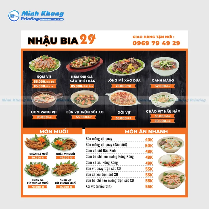 Mẫu Thực Đơn Quán Nhậu Mẫu Thực Đơn Quán Nhậu