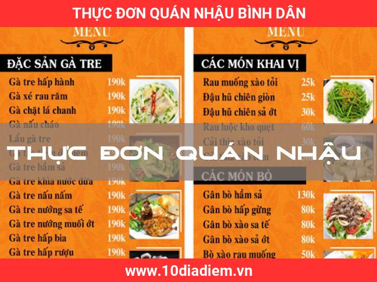 thực đơn quán nhậu bình dân thực đơn quán nhậu bình dân